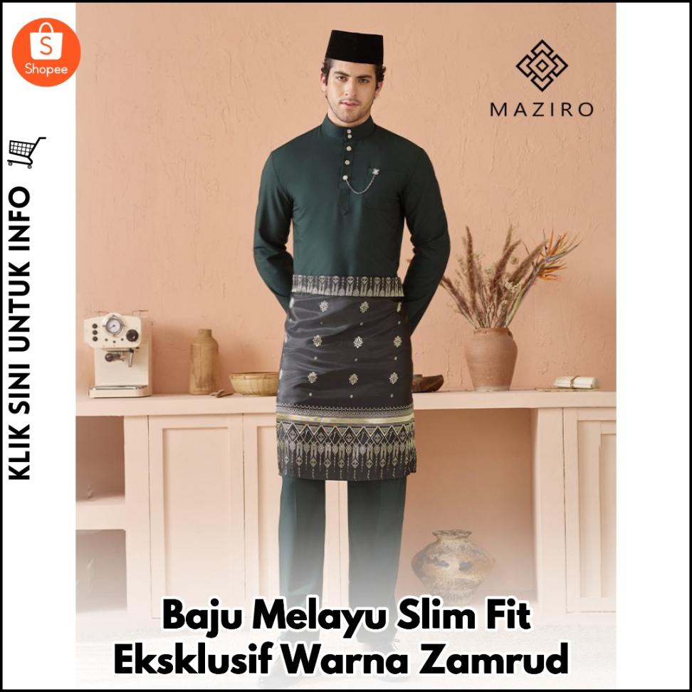 Baju Melayu Slim Fit Eksklusif Warna Zamrud