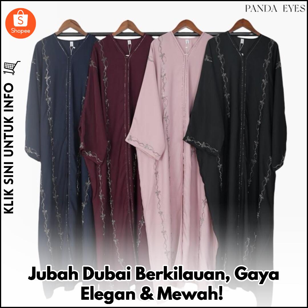 Jubah Dubai Berkilauan, Gaya Elegan & Mewah!