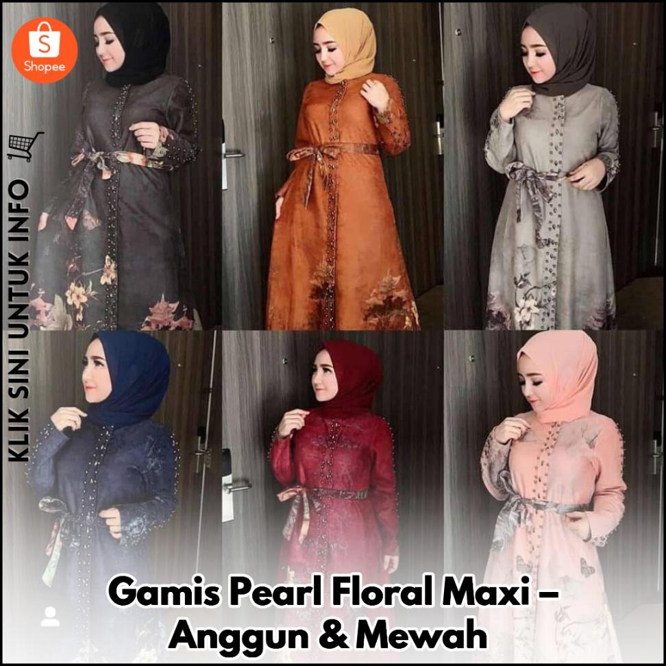 Gamis Pearl Floral Maxi – Anggun & Mewah