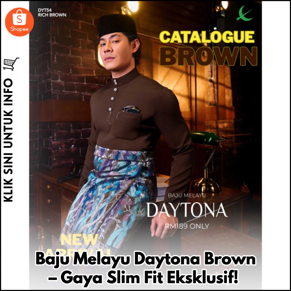 Baju Melayu Daytona Brown – Gaya Slim Fit Eksklusif!