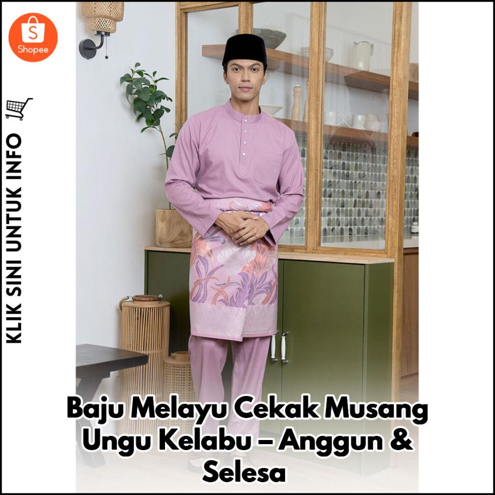 Baju Melayu Cekak Musang Ungu Kelabu – Anggun & Selesa