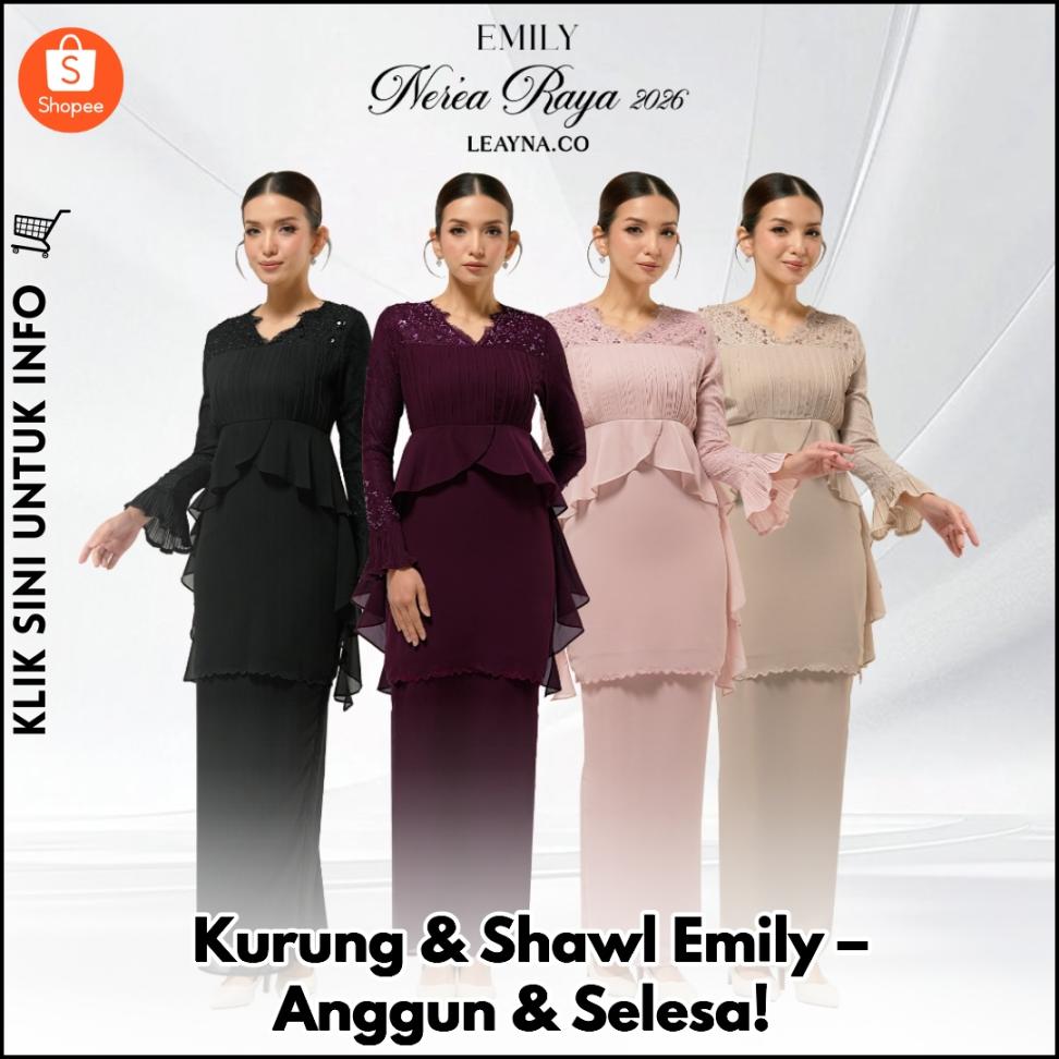 Kurung & Shawl Emily – Anggun & Selesa!