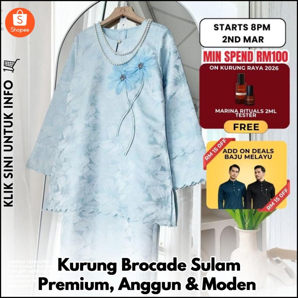 Kurung Brocade Sulam Premium, Anggun & Moden