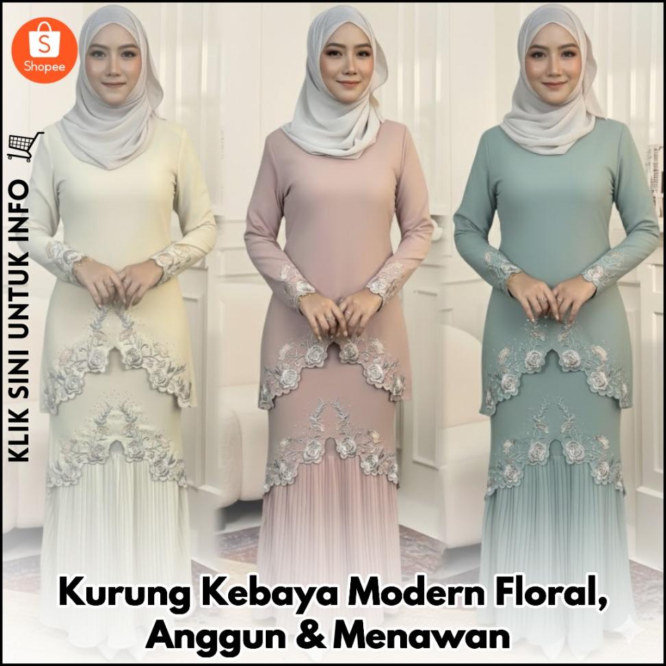 Kurung Kebaya Modern Floral, Anggun & Menawan