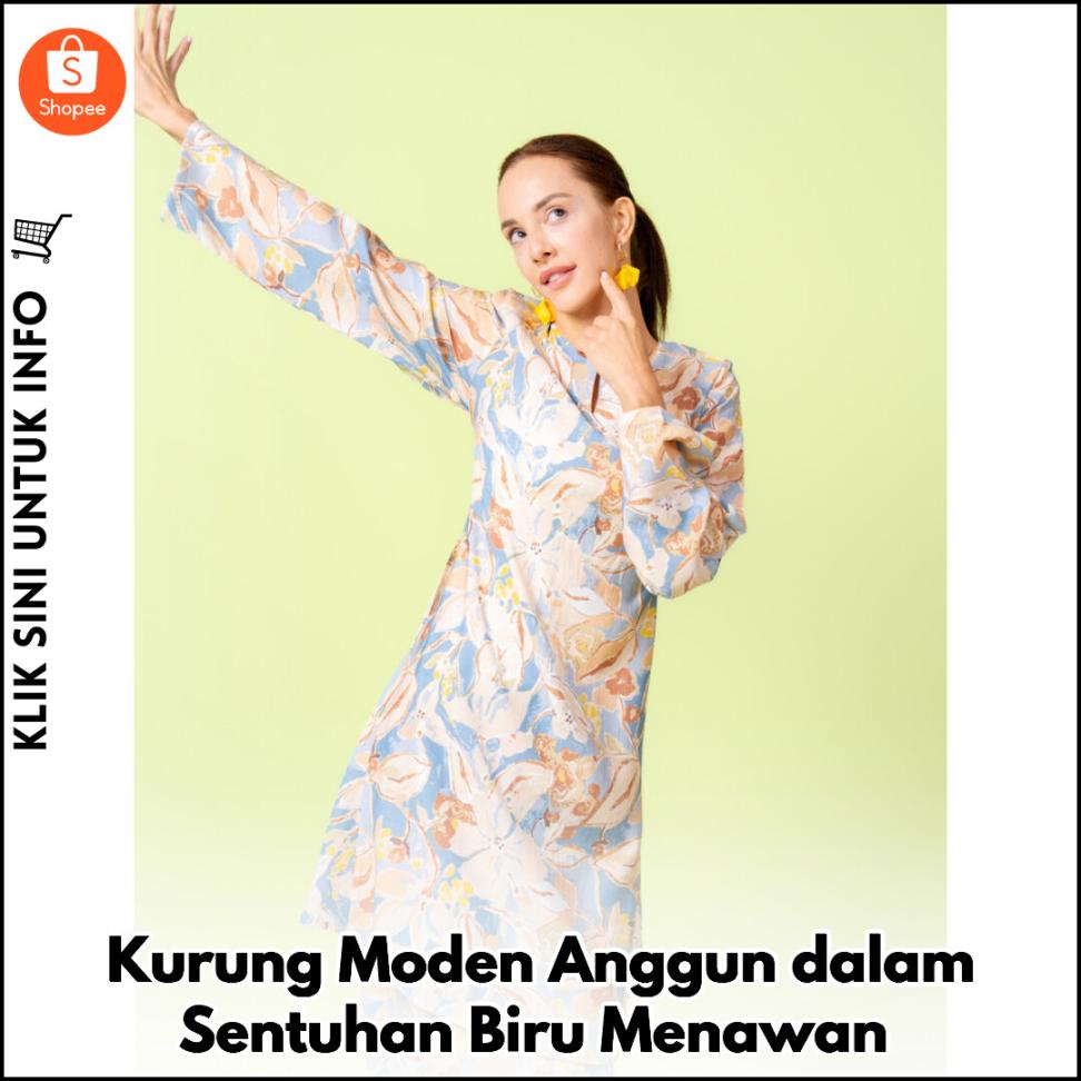 Kurung Moden Anggun dalam Sentuhan Biru Menawan