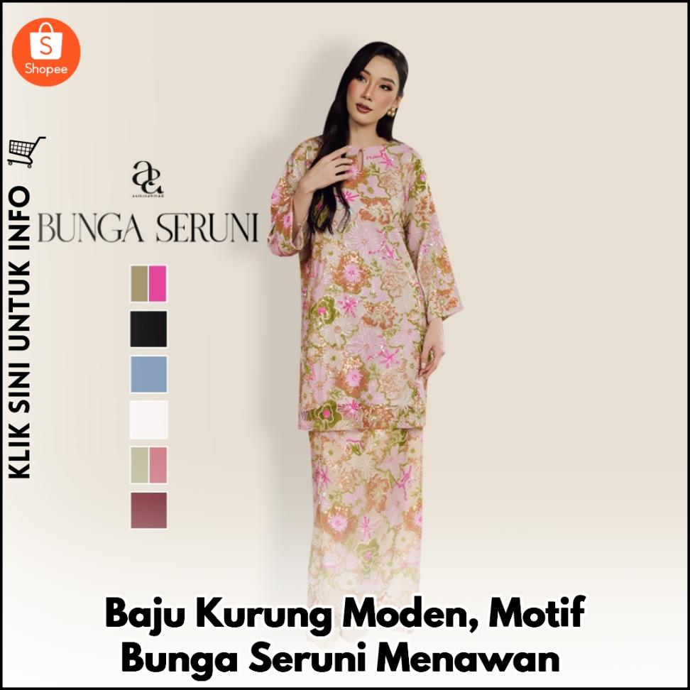 Baju Kurung Moden, Motif Bunga Seruni Menawan