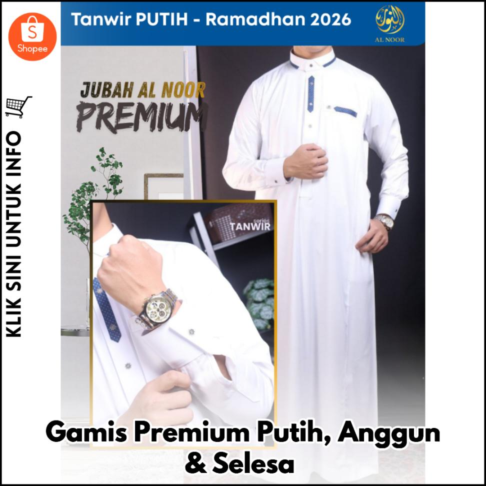 Gamis Premium Putih, Anggun & Selesa