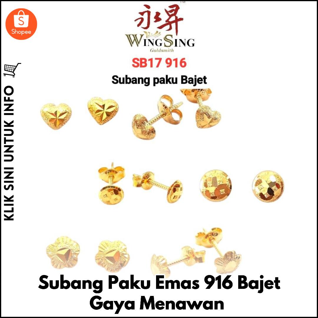 Subang Paku Emas 916 Bajet Gaya Menawan