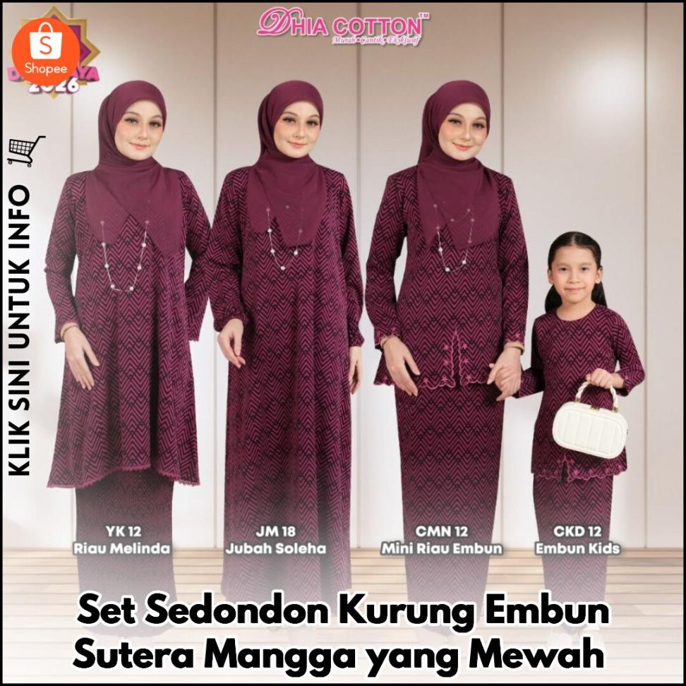 Set Sedondon Kurung Embun Sutera Mangga yang Mewah