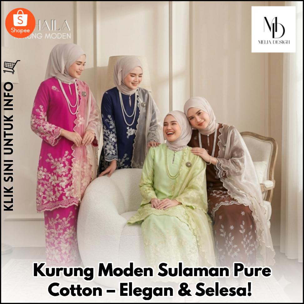 Kurung Moden Sulaman Pure Cotton – Elegan & Selesa!