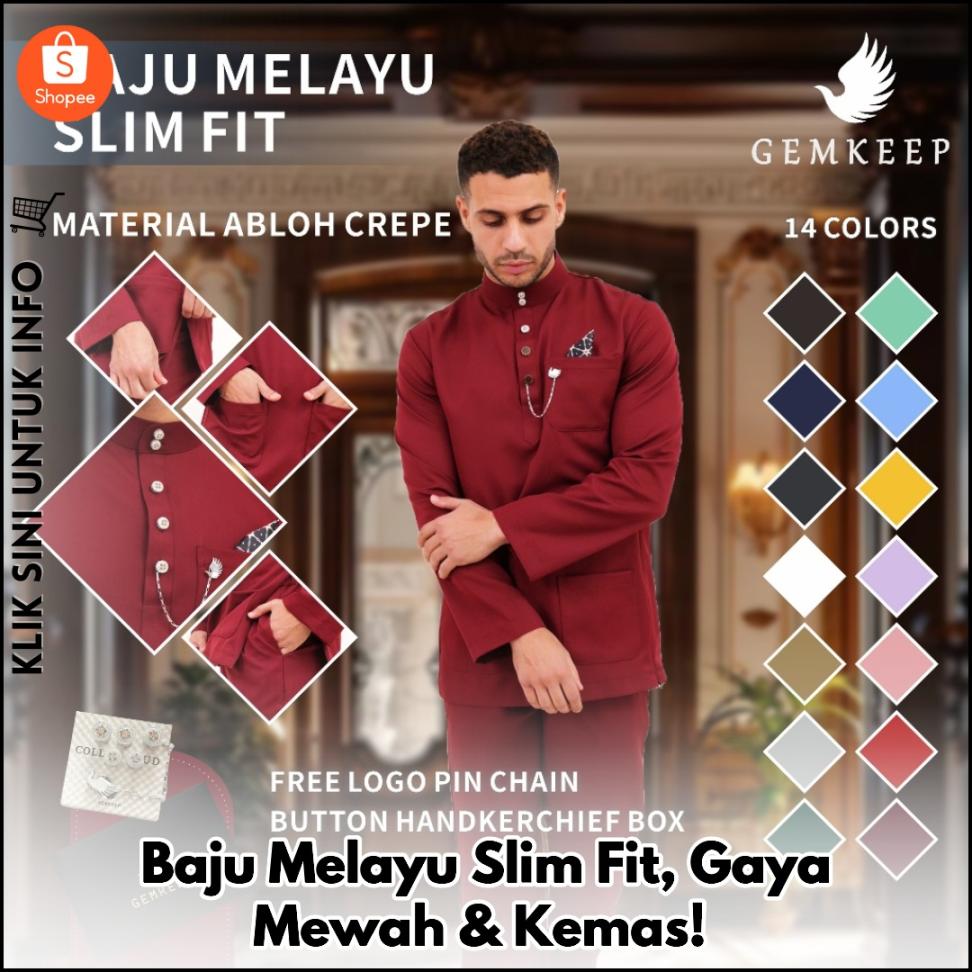 Baju Melayu Slim Fit, Gaya Mewah & Kemas!