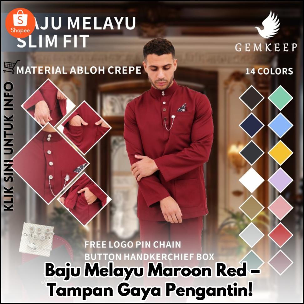 Baju Melayu Maroon Red – Tampan Gaya Pengantin!