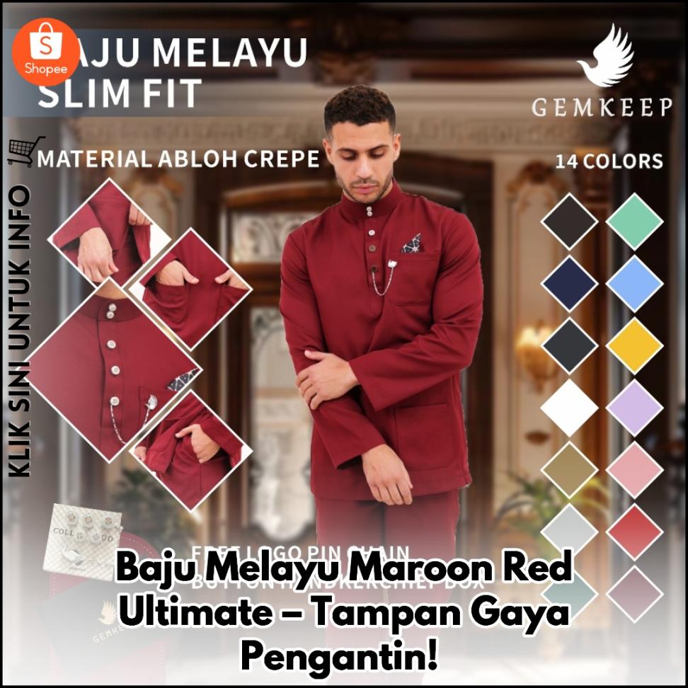 Baju Melayu Maroon Red Ultimate – Tampan Gaya Pengantin!