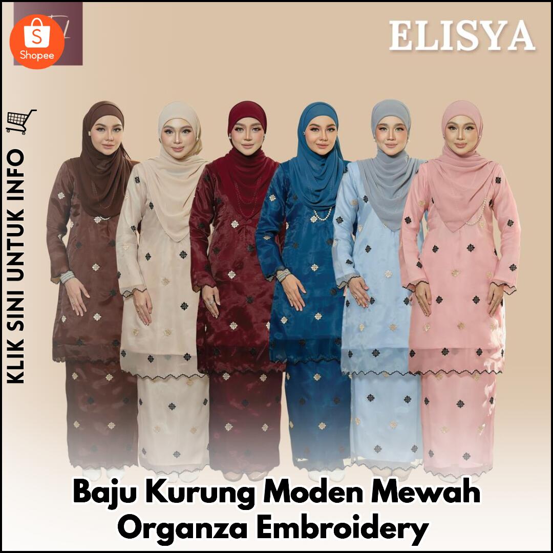 Baju Kurung Moden Mewah Organza Embroidery