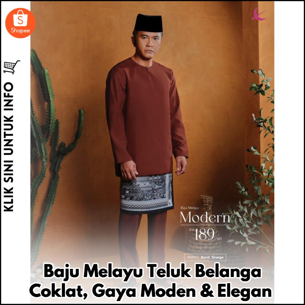 Baju Melayu Teluk Belanga Coklat, Gaya Moden & Elegan