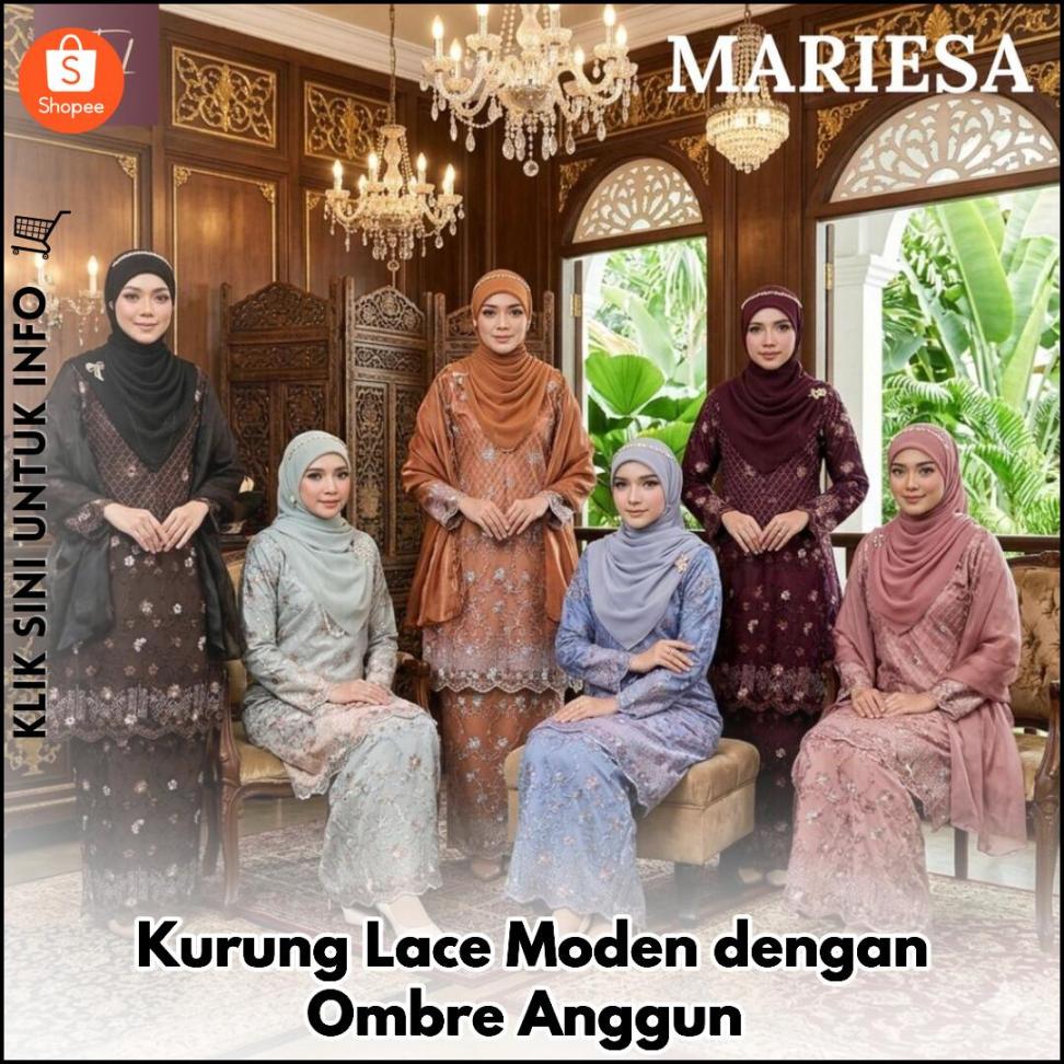 Kurung Lace Moden dengan Ombre Anggun