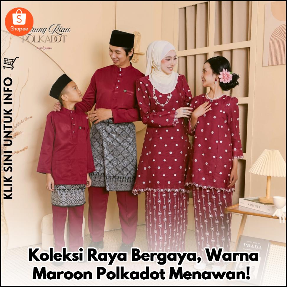 Koleksi Raya Bergaya, Warna Maroon Polkadot Menawan!