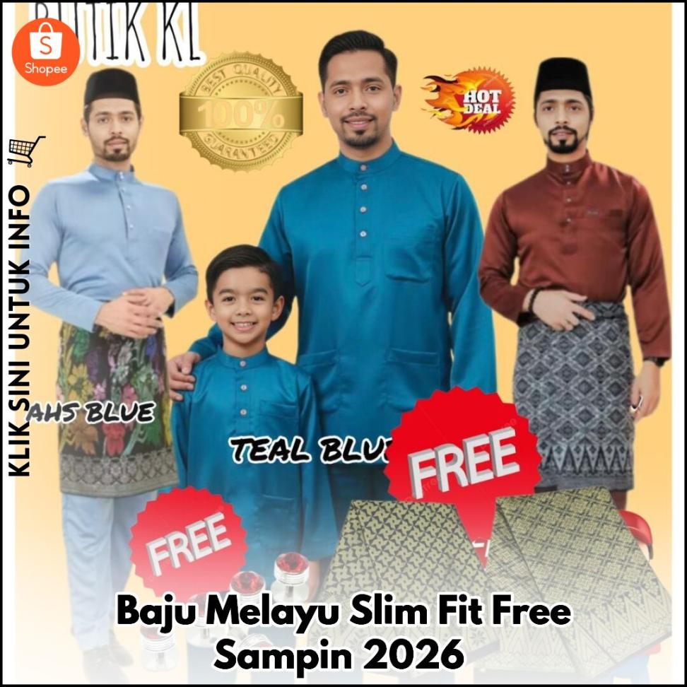 Baju Melayu Slim Fit Free Sampin 2026