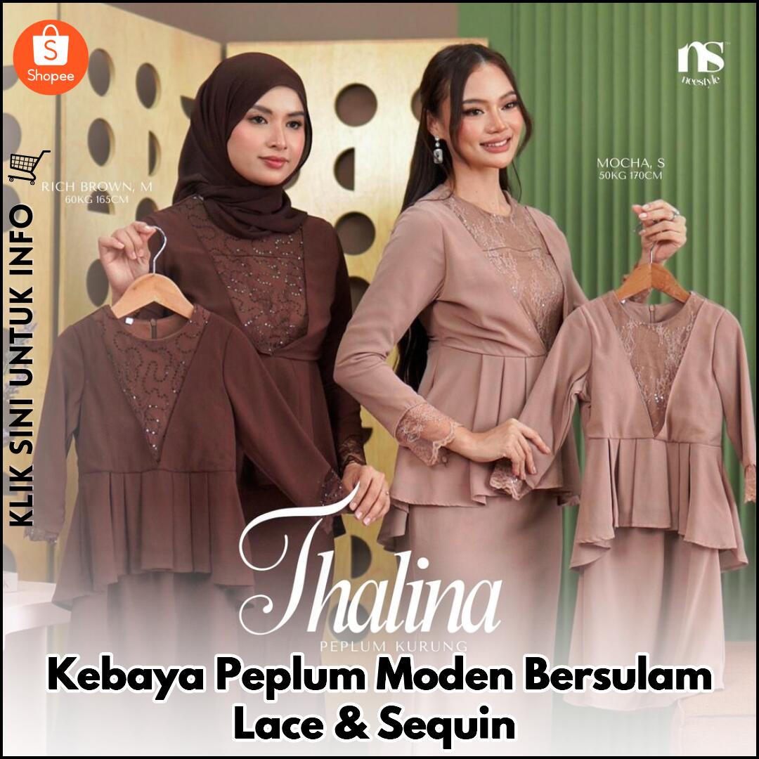 Kebaya Peplum Moden Bersulam Lace & Sequin