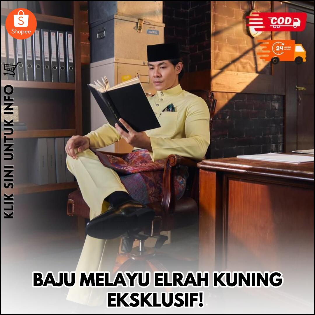 BAJU MELAYU ELRAH KUNING EKSKLUSIF!