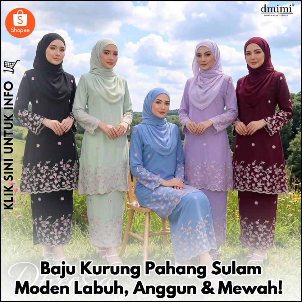 Baju Kurung Pahang Sulam Moden Labuh Mewah