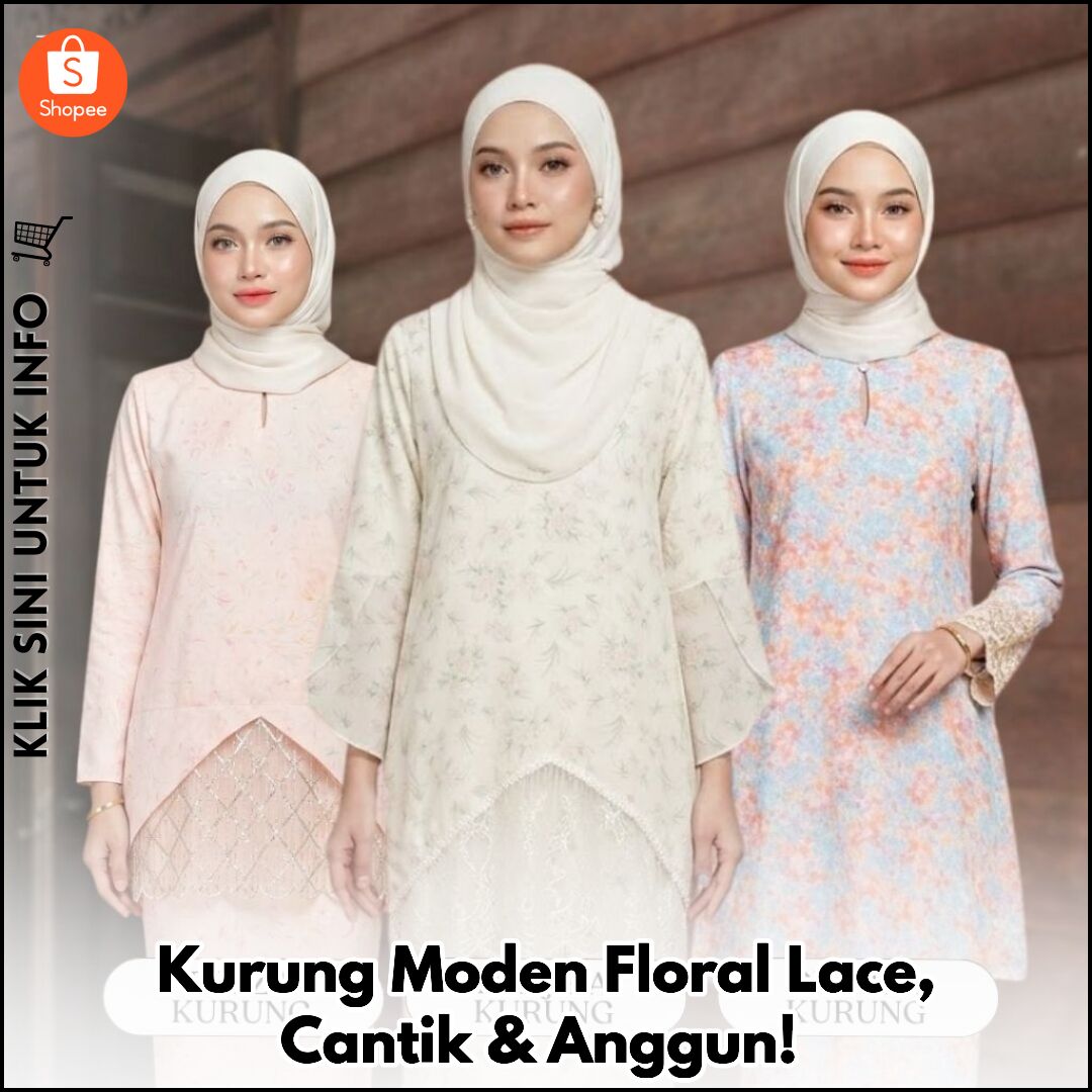 Kurung Moden Floral Lace, Cantik & Anggun!