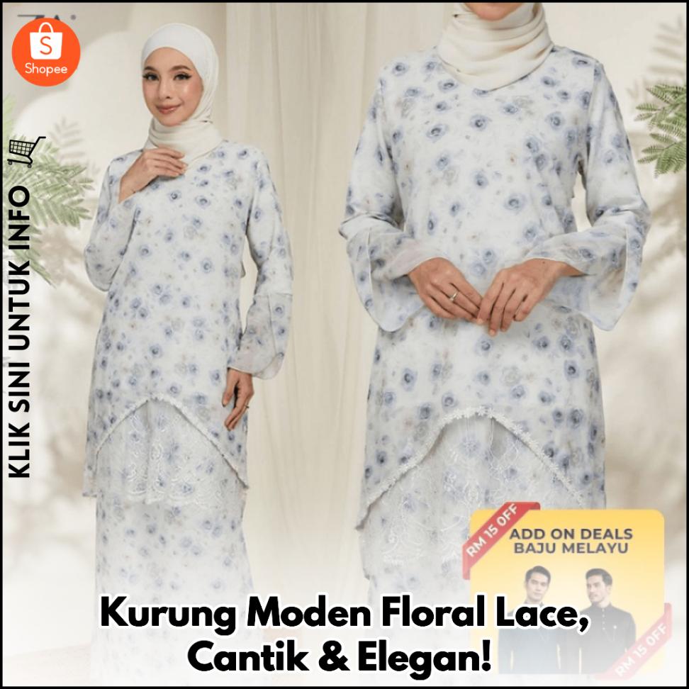 Kurung Moden Floral Lace, Cantik & Elegan!
