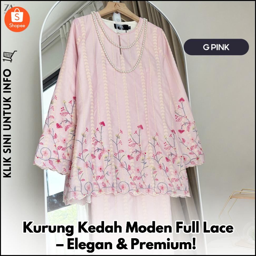 Kurung Kedah Moden Full Lace – Elegan & Premium!