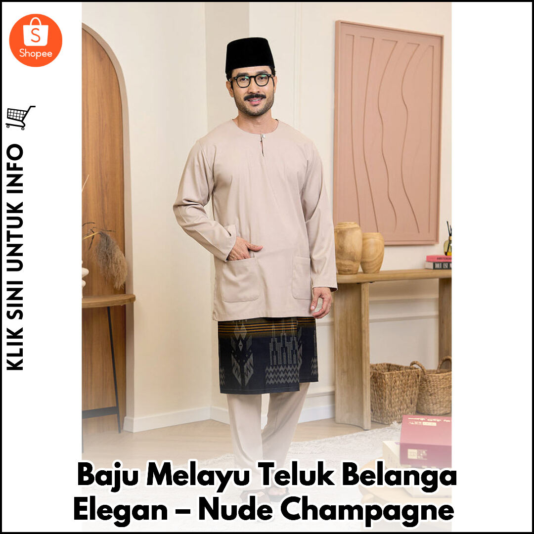 Baju Melayu Teluk Belanga Elegan – Nude Champagne