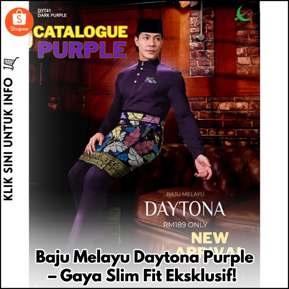 Baju Melayu Daytona Purple – Gaya Slim Fit Eksklusif!