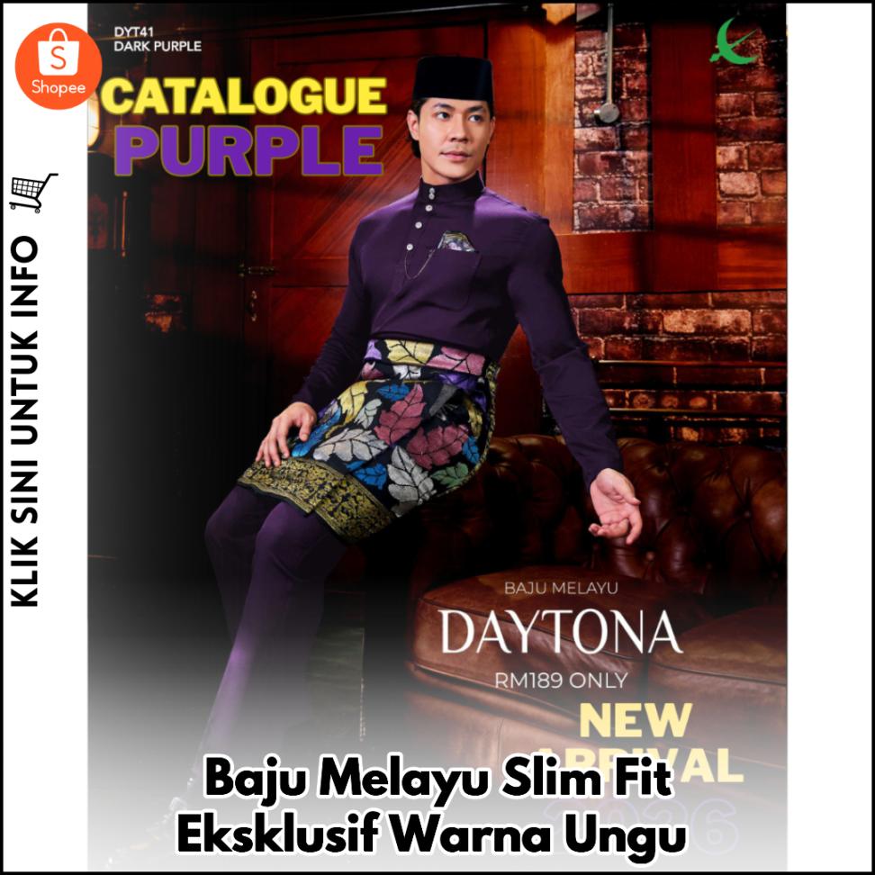 Baju Melayu Slim Fit Eksklusif Warna Ungu