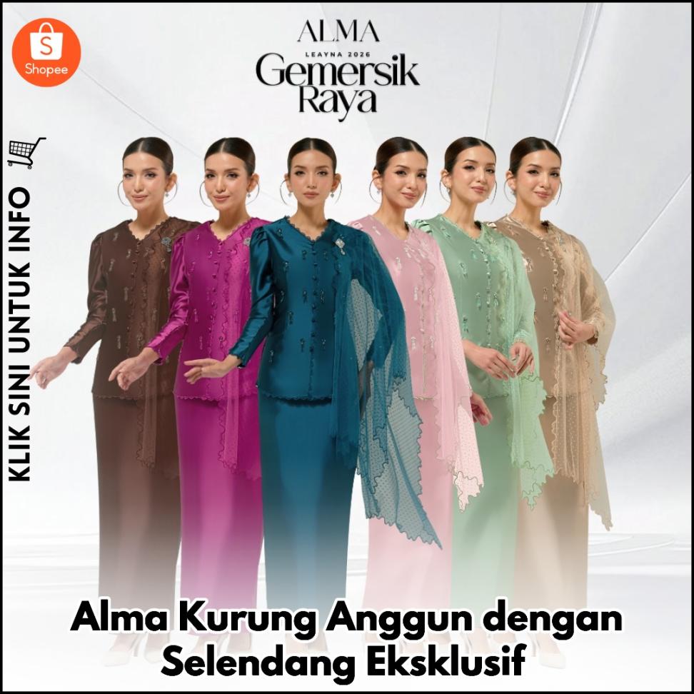 Alma Kurung Anggun dengan Selendang Eksklusif