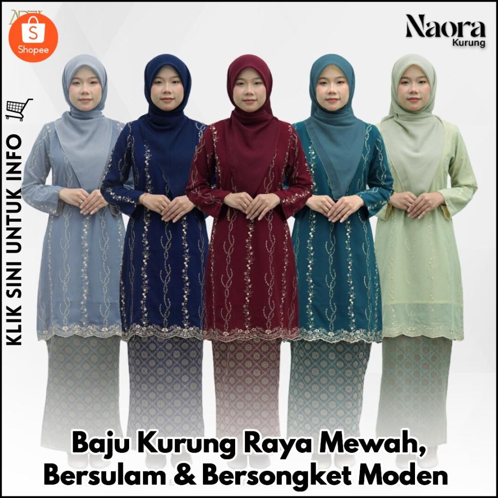 Baju Kurung Raya Mewah, Bersulam & Bersongket Moden
