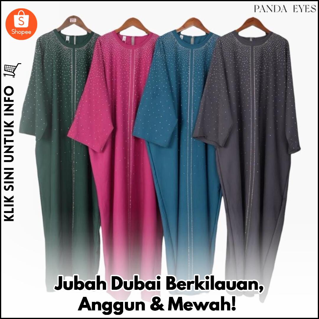 Jubah Dubai Berkilau, Gaya Elegan & Mewah!