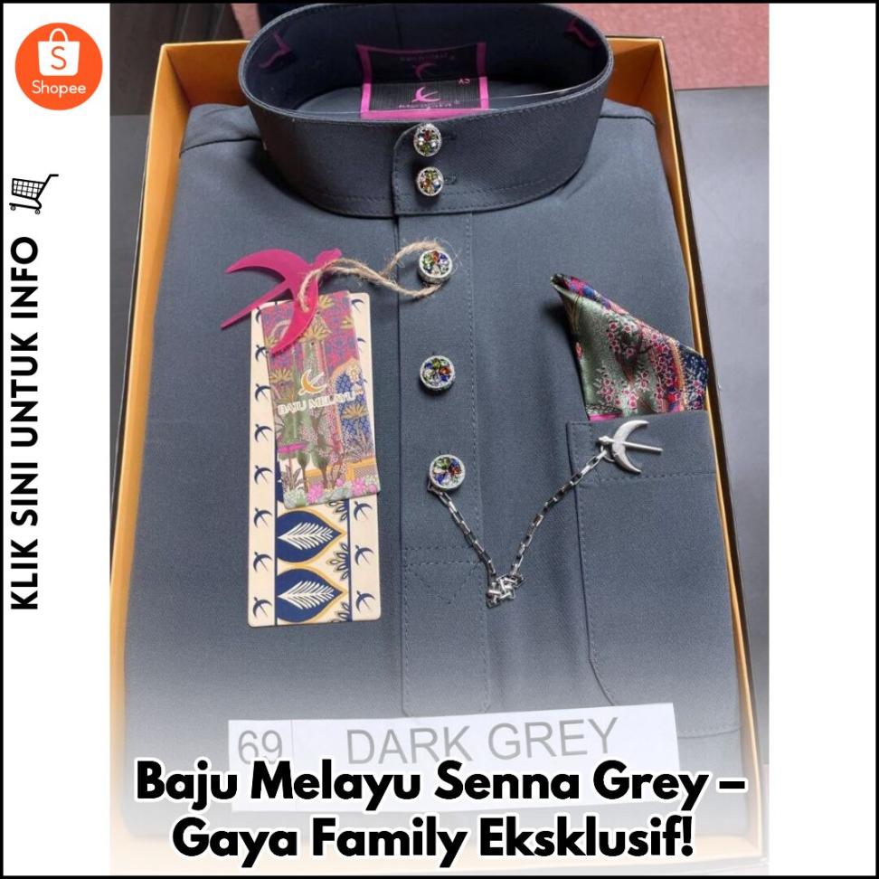 Baju Melayu Senna Grey – Kemasan Eksklusif Keluarga