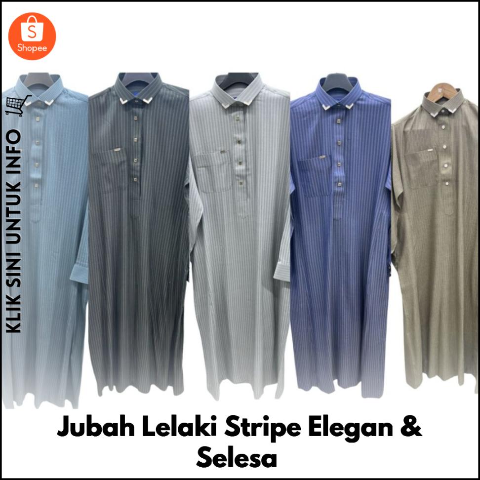 Jubah Lelaki Stripe Elegan & Selesa