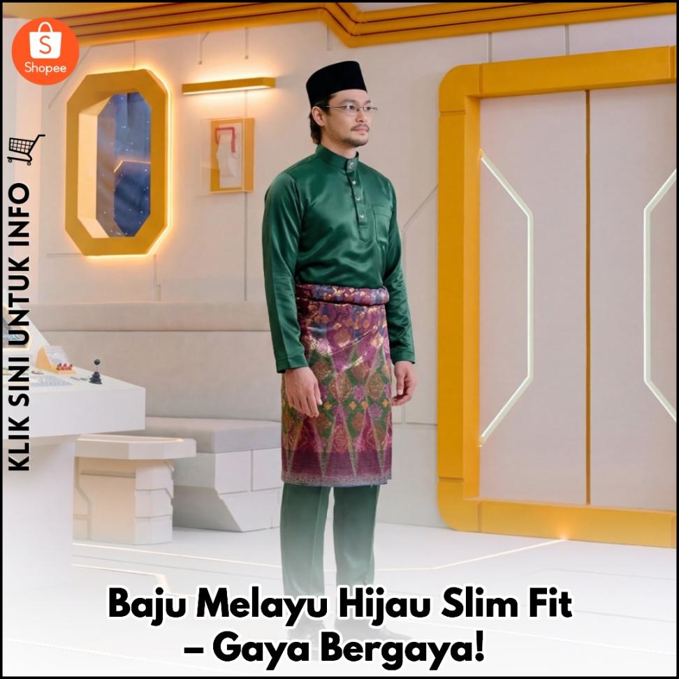 Baju Melayu Hijau Slim Fit – Gaya Bergaya!