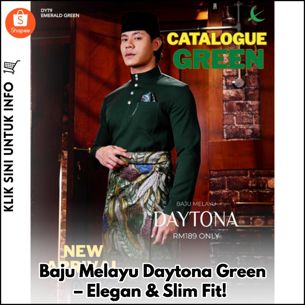 Baju Melayu Daytona Green – Elegan & Slim Fit!