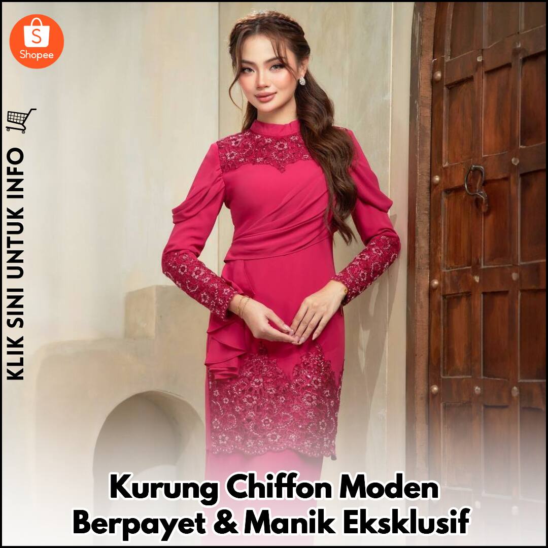 Kurung Chiffon Moden Berpayet & Manik Eksklusif
