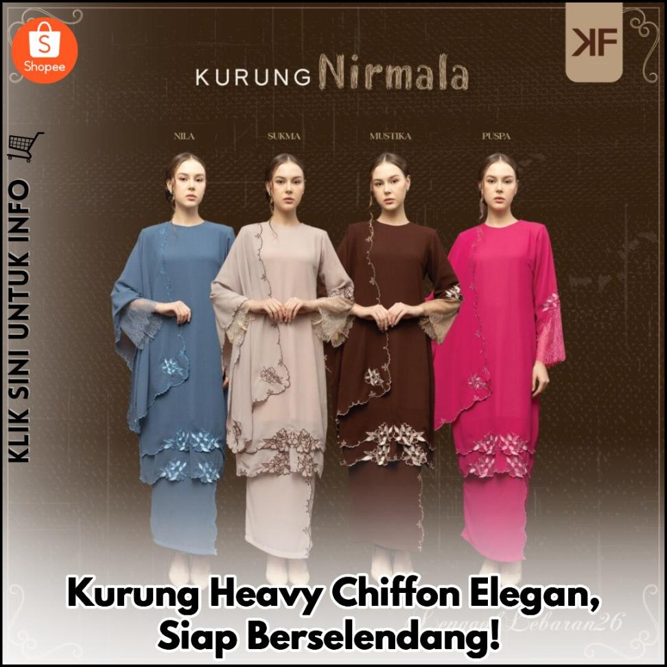 Kurung Heavy Chiffon Elegan, Siap Berselendang!
