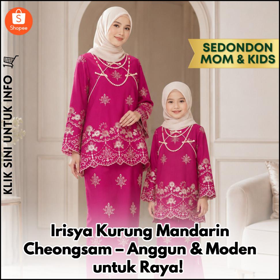 Irisya Kurung Mandarin Cheongsam – Anggun & Moden untuk Raya!