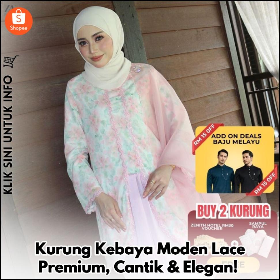 Kurung Kebaya Moden Lace Premium, Cantik & Elegan!