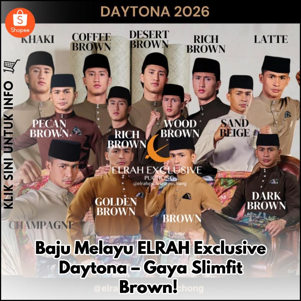 Baju Melayu ELRAH Exclusive Daytona – Gaya Slimfit Brown!