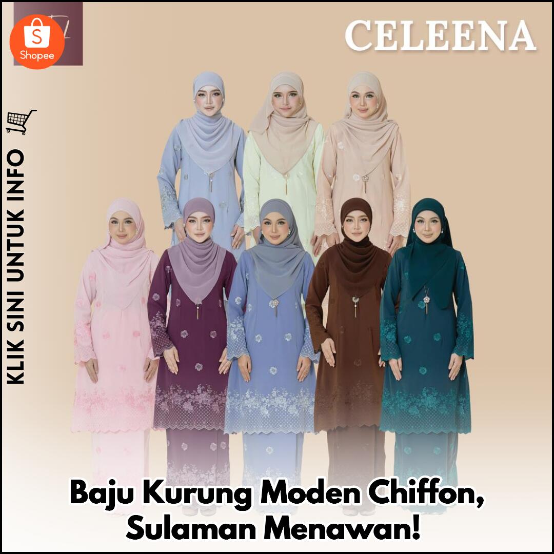 Baju Kurung Moden Chiffon, Sulaman Menawan!