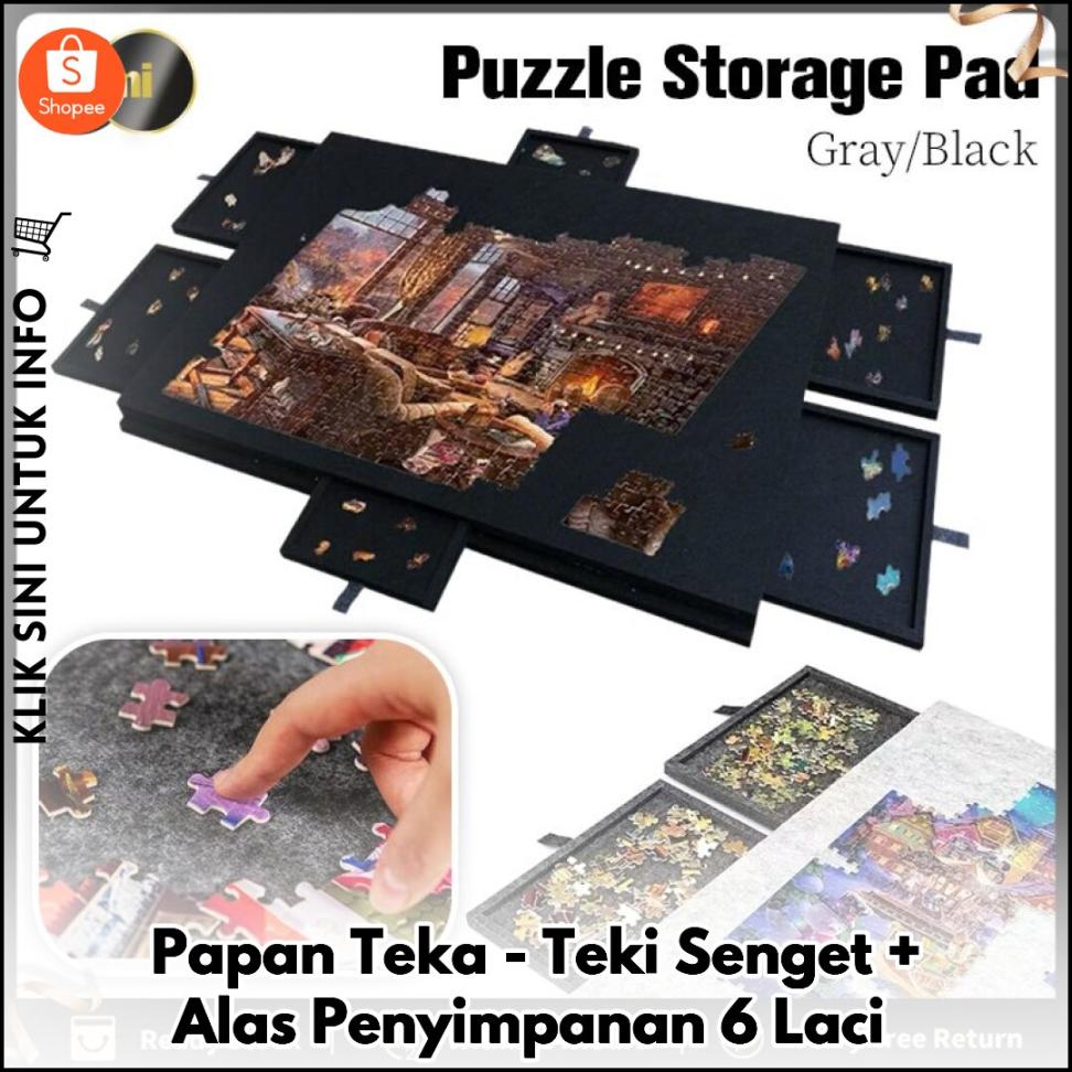 Papan Teka-Teki Senget + Alas Penyimpanan 6 Laci