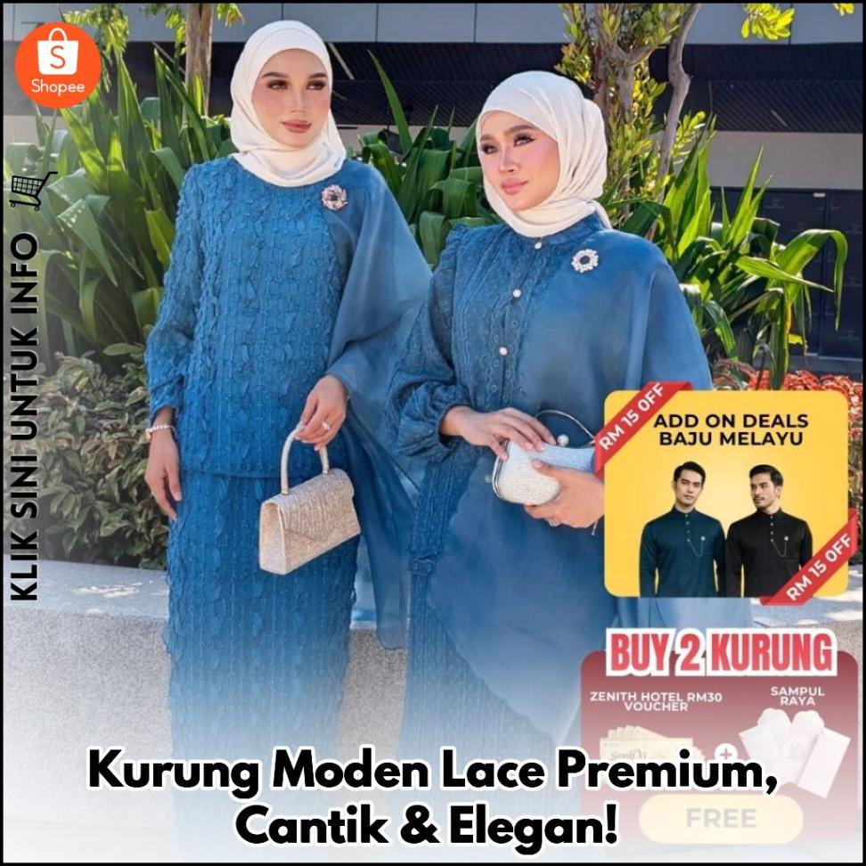 Kurung Moden Lace Premium, Cantik & Elegan!