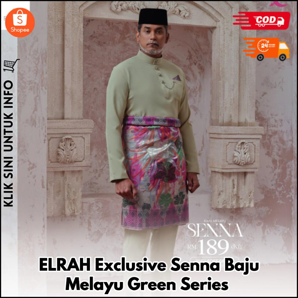ELRAH Exclusive Senna Baju Melayu Hijau – Gaya Raya Slim Fit!