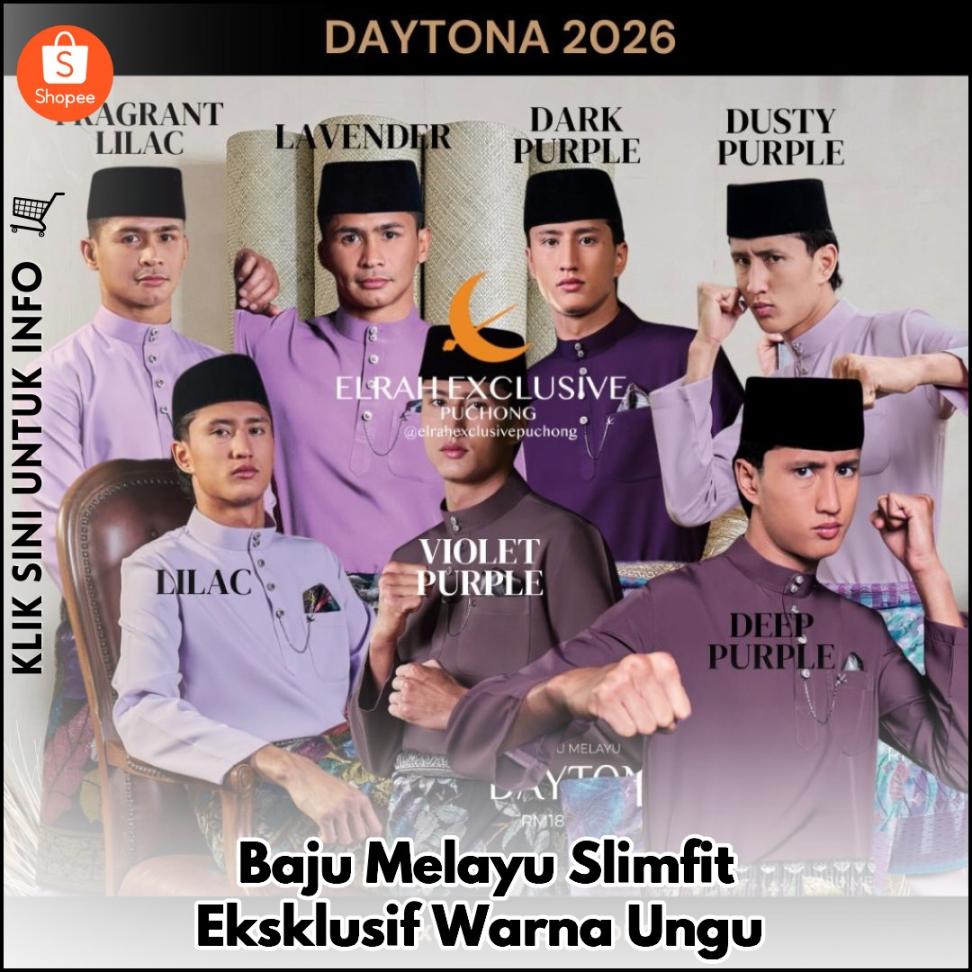 Baju Melayu Slimfit Eksklusif Warna Ungu