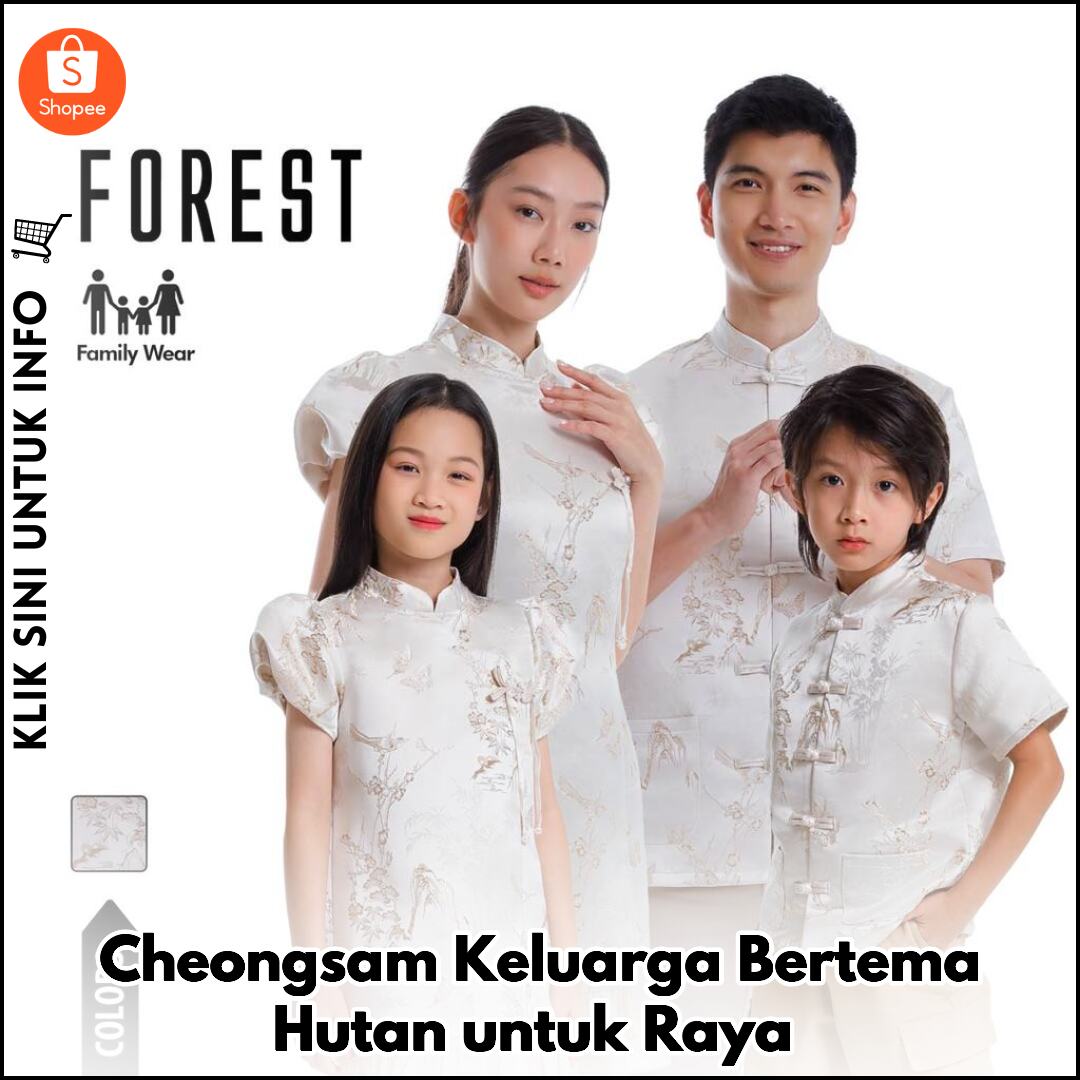 Cheongsam Keluarga Bertema Hutan untuk Raya