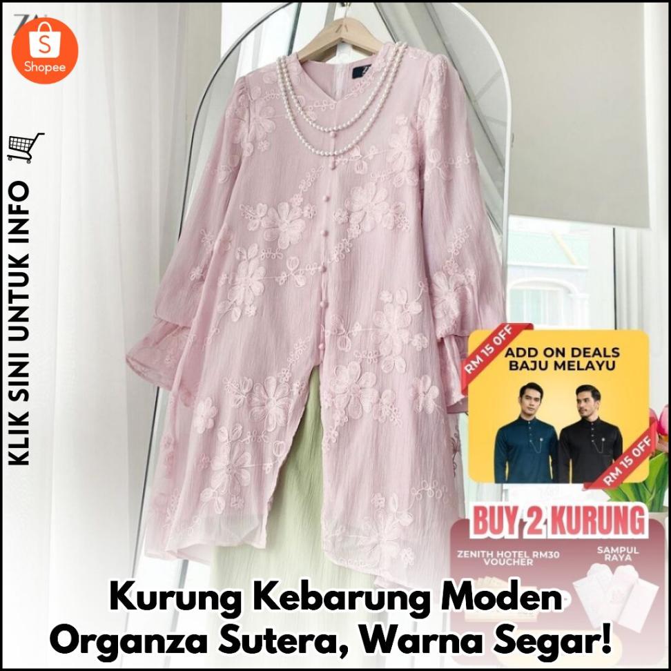 Kurung Kebarung Moden Organza Sutera, Warna Segar!